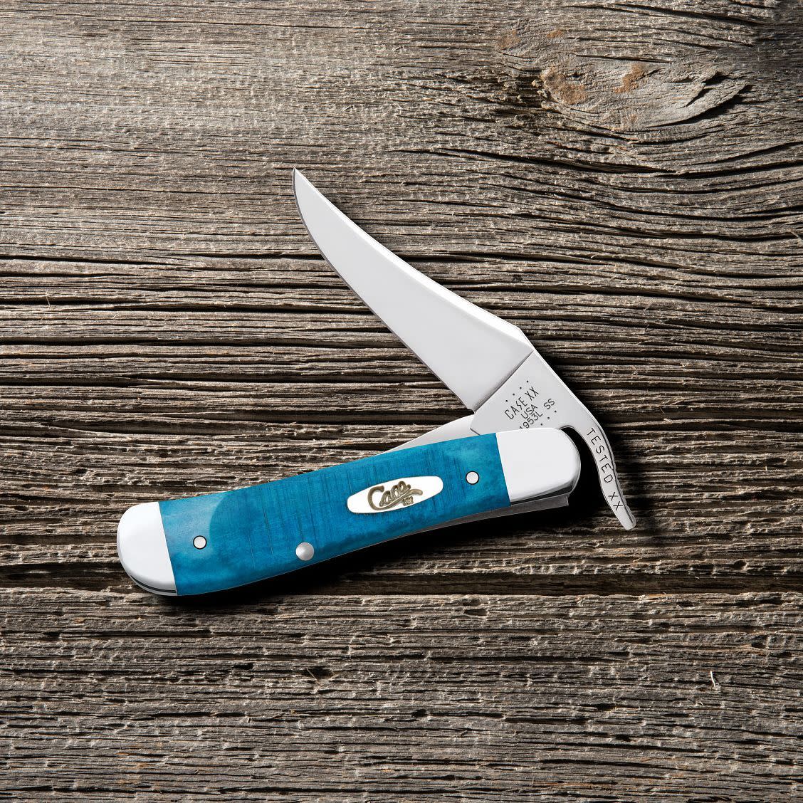Case 25589 Russlock Knife Blue Jigged Bone Handle
