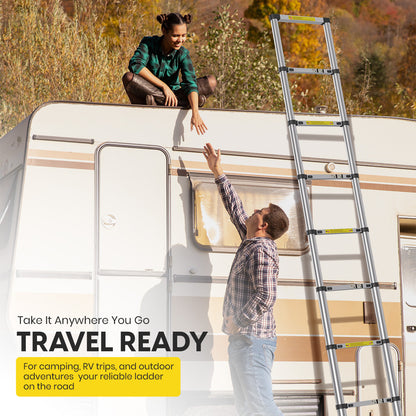 3.2M Telescoping Aluminium Ladder with Secure Locks, Adjustable Height, and Anti-Slip Feet by MZM Shopaco