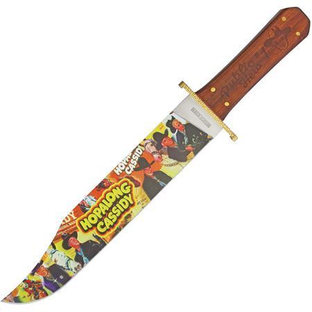 Rough Rider 1927 Hopalong Cassidy Bowie Stainless Clip Point Blade Knife with Brown Wood Handle