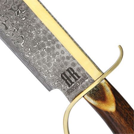 Rough Rider 1942 Gold Star Bowie Knife with Brown Bone Handle
