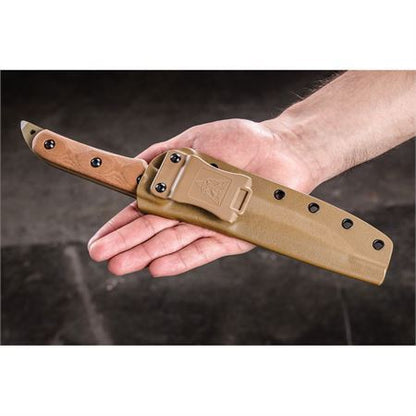 TOPS MS01 Missile Strike Fixed Blade Knife with Coyote Brown Canvas Micarta Handle

