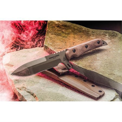 TOPS MS01 Missile Strike Fixed Blade Knife with Coyote Brown Canvas Micarta Handle
