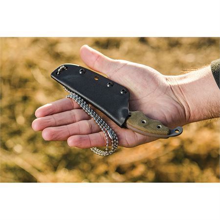 TOPS WDR01 Wind Runner Black River Wash Fixed Blade Knife with Green Canvas Micarta Handle
