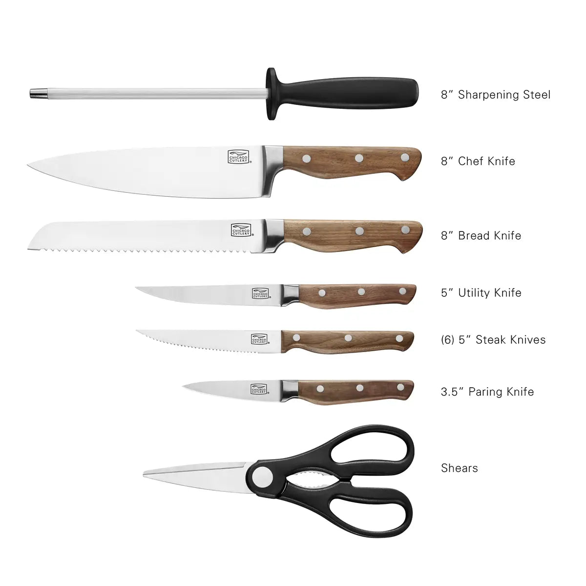 Chicago Cutlery 1134513 Knife Set, 15-Piece, High Carbon Stainless Steel
