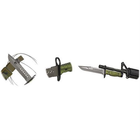 RUI Tactical 32067 Tactical Bayonet Fixed Titanium Coated Blade Knife with Black Rubberized Handle
