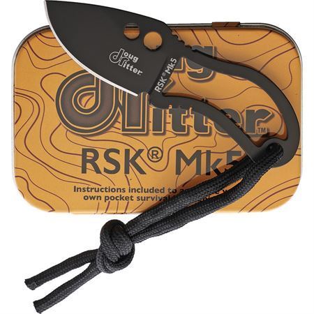 Doug Ritter 5K RSK MK5 Black Fixed Blade Knife Skeletonized Handles
