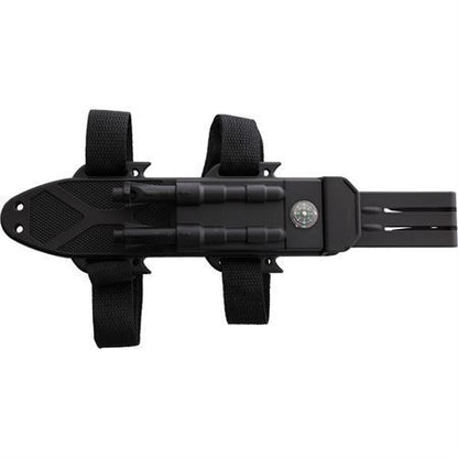 S-TEC 22188BK2 Survival Black Fixed Blade Knife Gray Handles
