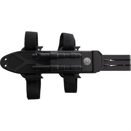 S-TEC 22188BK2 Survival Black Fixed Blade Knife Gray Handles
