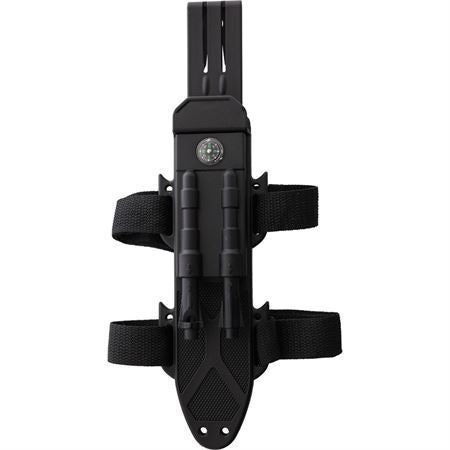 S-TEC 22188GN2 Survival Black Fixed Blade Knife OD Green Textured Handles
