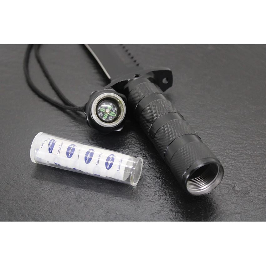 Aitor 16013 Jungle King II Fixed Black Powder Coated Blade Knife with Knurled Black Stainless Handle
