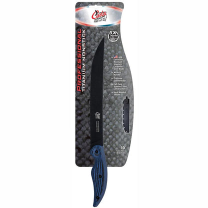 Camillus Cuda Professional Fillet Fixed Blade Knife Blue Micarta (10" Black)

