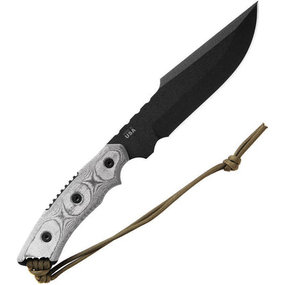 TOPS 906 Alaskan Harpoon Fixed Black Traction Coating Blade Knife with Black Linen Micarta Handles
