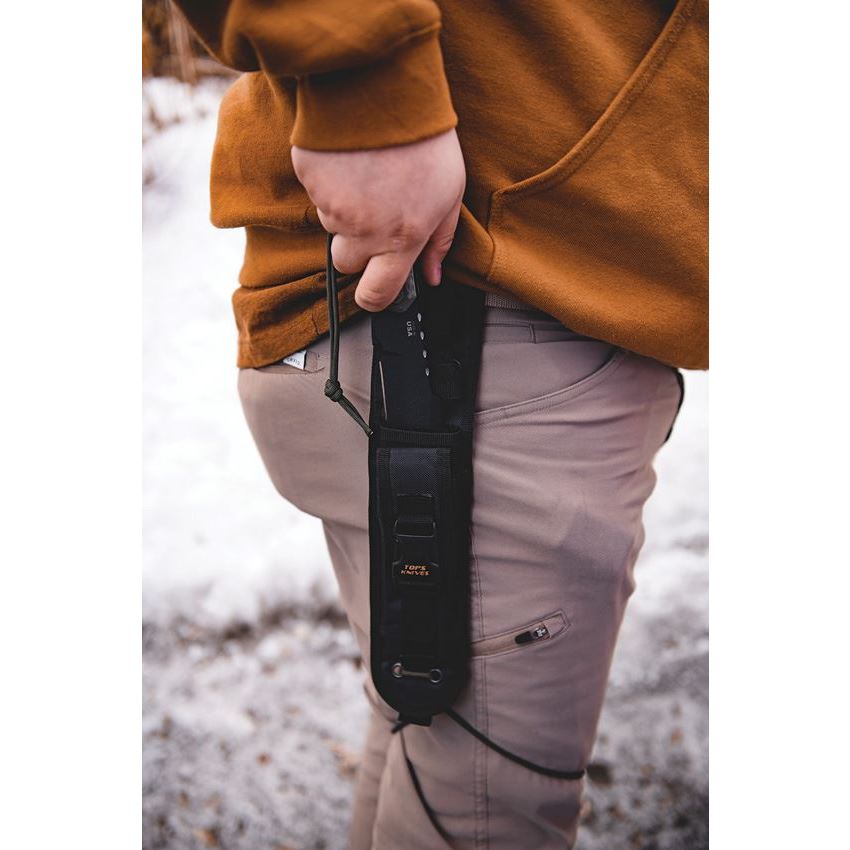 TOPS 906 Alaskan Harpoon Fixed Black Traction Coating Blade Knife with Black Linen Micarta Handles
