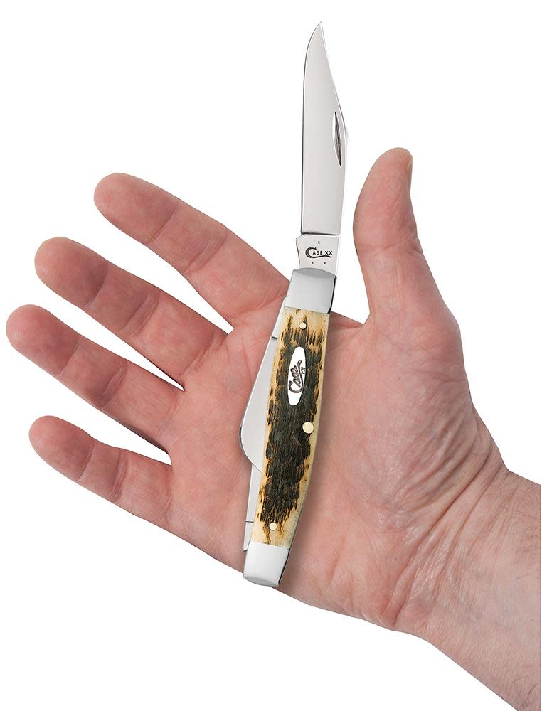 Case 204 Jumbo Stockman Folding Pocket Knife with Amber Bone Handle
