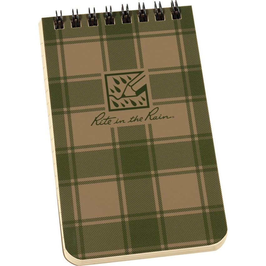 Rite in the Rain All-Weather Top-Spiral Pocket Notebook 3" x 5" Tan Plaid PL935T – image 1