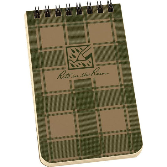 Rite in the Rain All-Weather Top-Spiral Pocket Notebook 3" x 5" Tan Plaid PL935T – image 1