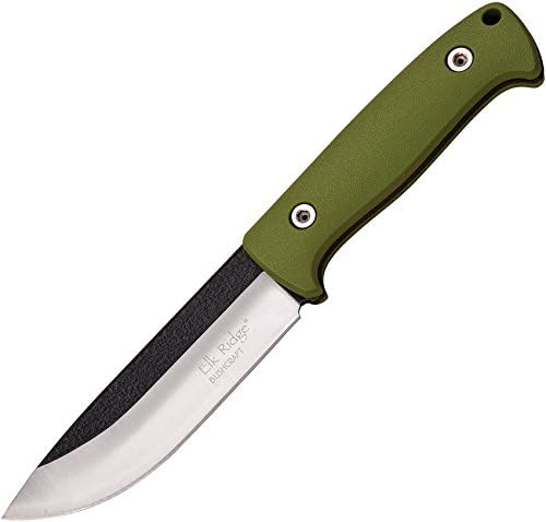 Elk Ridge 55GN Fixed Drop Point Blade Knife with Green Nylon Fiber Handles
