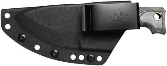 Tops Knives M1 Midget Full Tang Fixed Blade- Black Traction Coating Blade Finish- Black Kydex Sheath w/Rotating Spring Steel