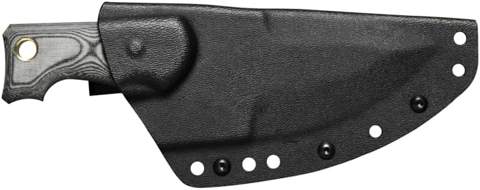 Tops Knives M1 Midget Full Tang Fixed Blade- Black Traction Coating Blade Finish- Black Kydex Sheath w/Rotating Spring Steel