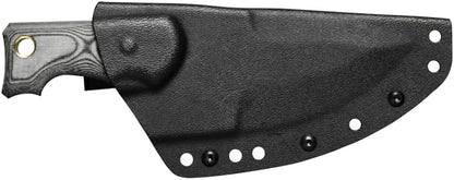 Tops Knives M1 Midget Full Tang Fixed Blade- Black Traction Coating Blade Finish- Black Kydex Sheath w/Rotating Spring Steel