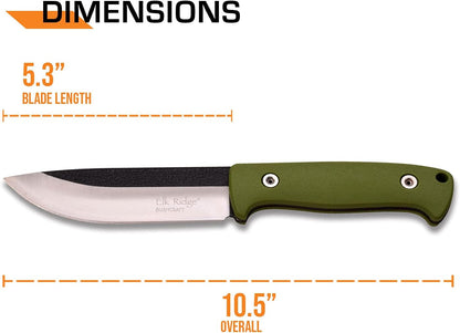 Elk Ridge 55GN Fixed Drop Point Blade Knife with Green Nylon Fiber Handles
