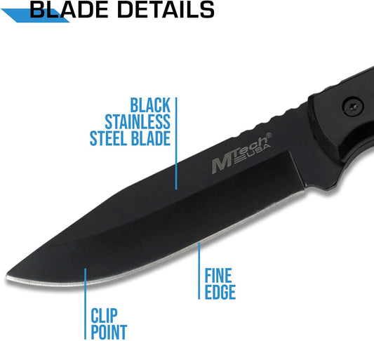MTech 2035BK Hunter Black Fixed Blade Knife