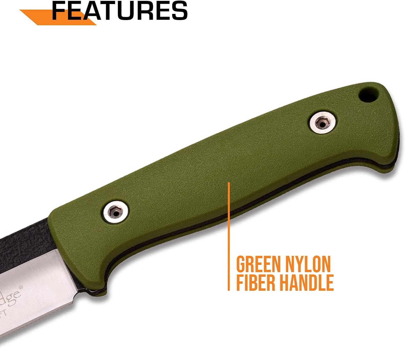 Elk Ridge 55GN Fixed Drop Point Blade Knife with Green Nylon Fiber Handles
