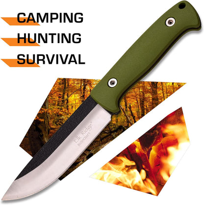 Elk Ridge 55GN Fixed Drop Point Blade Knife with Green Nylon Fiber Handles

