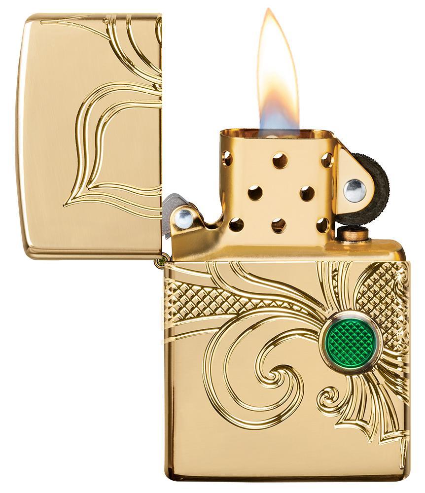Zippo Armor® Fleur-de-lis Design High Polish Gold Plate