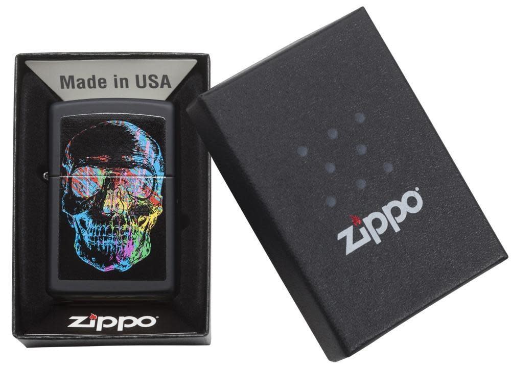 Artistic Colorful skull Black Matte Windproof Lighter – Zippo UK - Shop now at mjoutdoorsgear UK