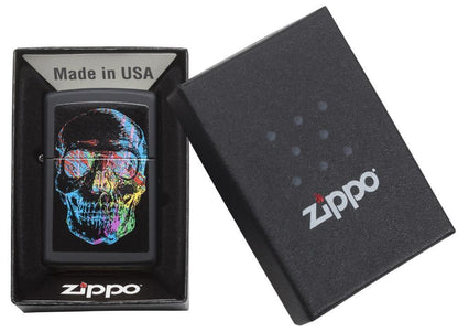 Artistic Colorful skull Black Matte Windproof Lighter – Zippo UK - Shop now at mjoutdoorsgear UK