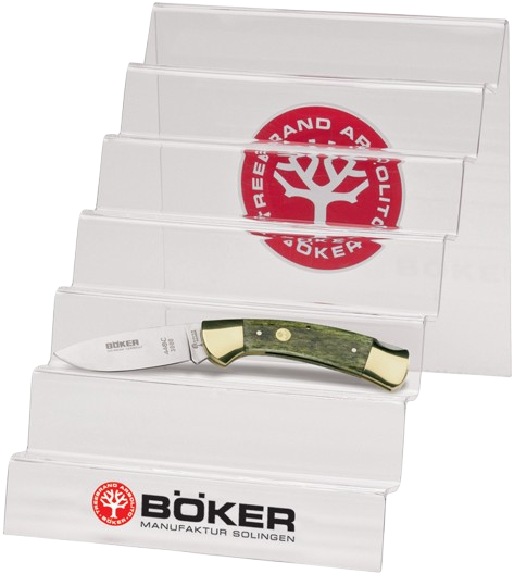 Boker 099949 Acrylic Knife Display Stand with Six Shelves and Boker Logo