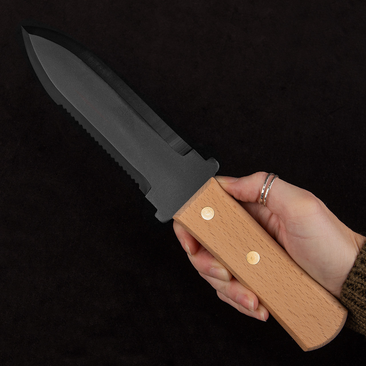 Bonsai Hori Hori Garden Fixed Blade Knife (6.5" Black Serr) BONH30
