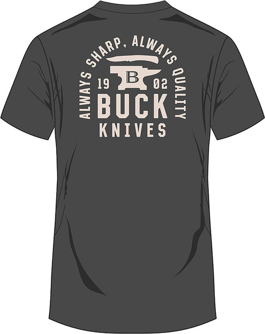 Buck Stacked Badge T-Shirt Gray LG 14292 by Buck