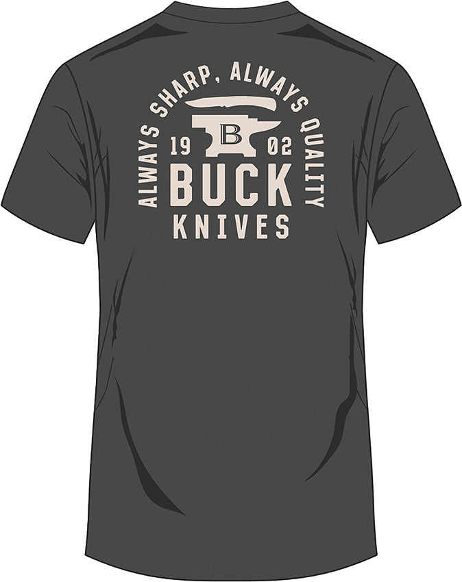 Buck Stacked Badge T-Shirt Gray 2XL 14294 by Buck