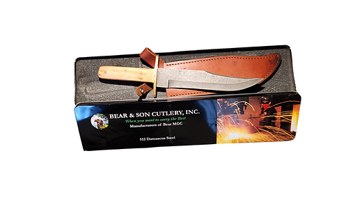 Bear & Son - FIXED - 9" - Clip Point - Damascus Steel - White Smooth Bone - Blade Guard - WSB02D : Hunting Fixed Blade Knives : Sports & Outdoors