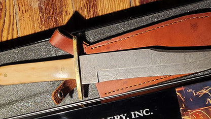 Bear & Son - FIXED - 9" - Clip Point - Damascus Steel - White Smooth Bone - Blade Guard - WSB02D : Hunting Fixed Blade Knives : Sports & Outdoors