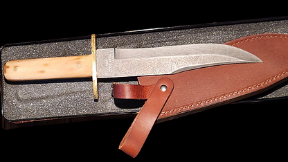 Bear & Son - FIXED - 9" - Clip Point - Damascus Steel - White Smooth Bone - Blade Guard - WSB02D : Hunting Fixed Blade Knives : Sports & Outdoors