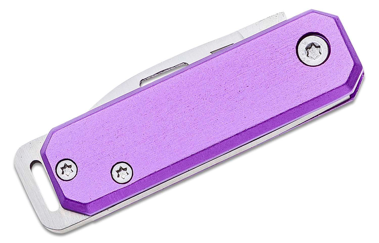 Bear & Son 109PL Keychain Slipjoint Folding Knife – Purple Aluminum Handle, 1.5" Satin Drop Point Blade