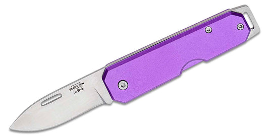 Bear & Son 110PL Slipjoint Folding Knife 2.56" Satin Drop Point Blade, Purple Aluminum Handles