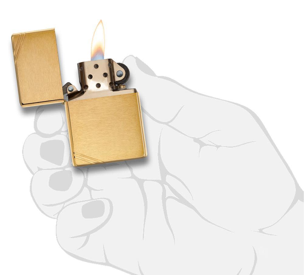 Zippo Vintage w/ Slashes Brushed Brass Lighter