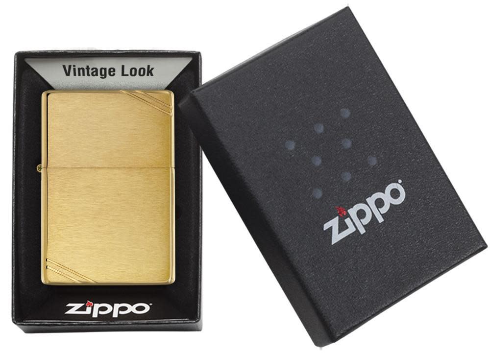 Zippo Vintage w/ Slashes Brushed Brass Lighter