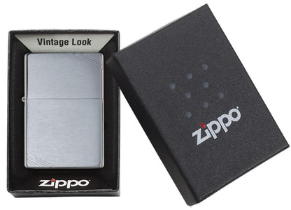 Zippo Vintage w/ Slashes Brushed Chrome Windproof Lighter