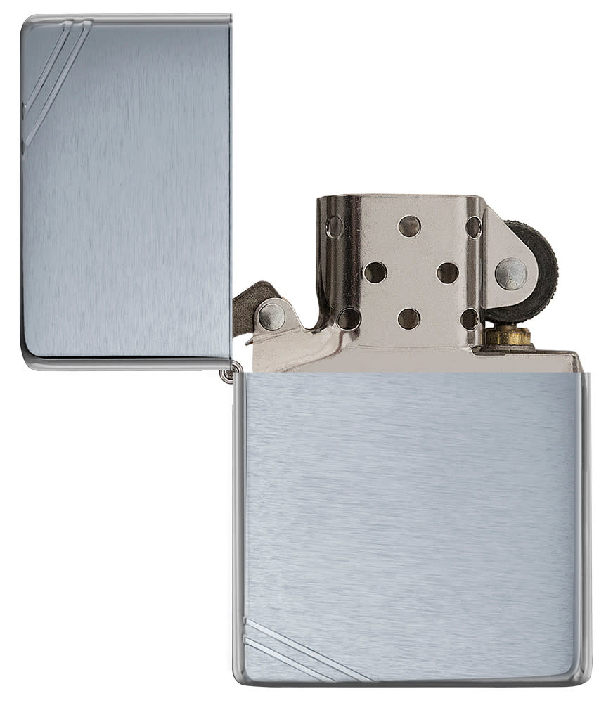 Zippo Vintage w/ Slashes Brushed Chrome Windproof Lighter