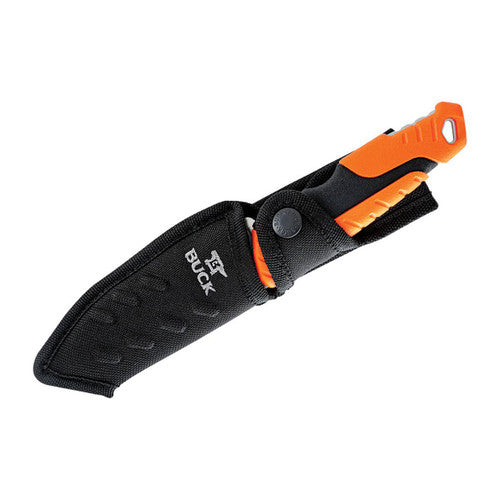 Buck 657 Large Pursuit Pro Fixed Blade Knife 4.25" S35VN Stainless Steel Guthook, Orange GRN and Rubber Handles, Polyester Sheath - 12752