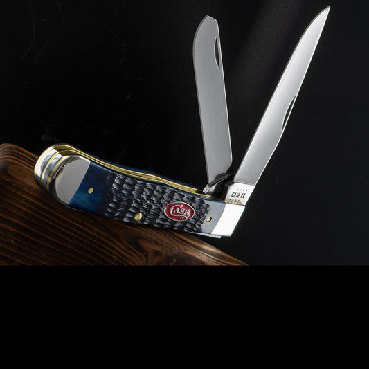 Case 7051 Trapper Folding Pocket Knife with Navy Blue Bone Handle