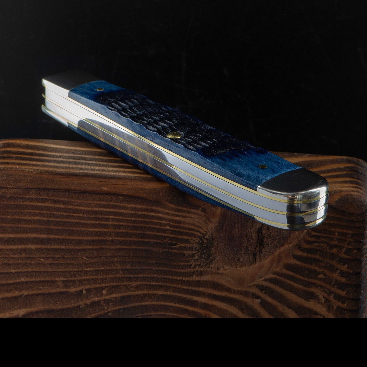 Case 7051 Trapper Folding Pocket Knife with Navy Blue Bone Handle
