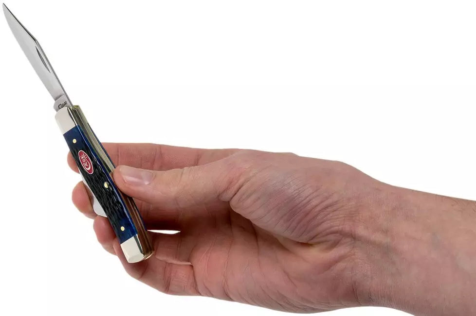 Case 7049 Medium Stockman Folding Pocket Knife with Navy Blue Bone Handle
