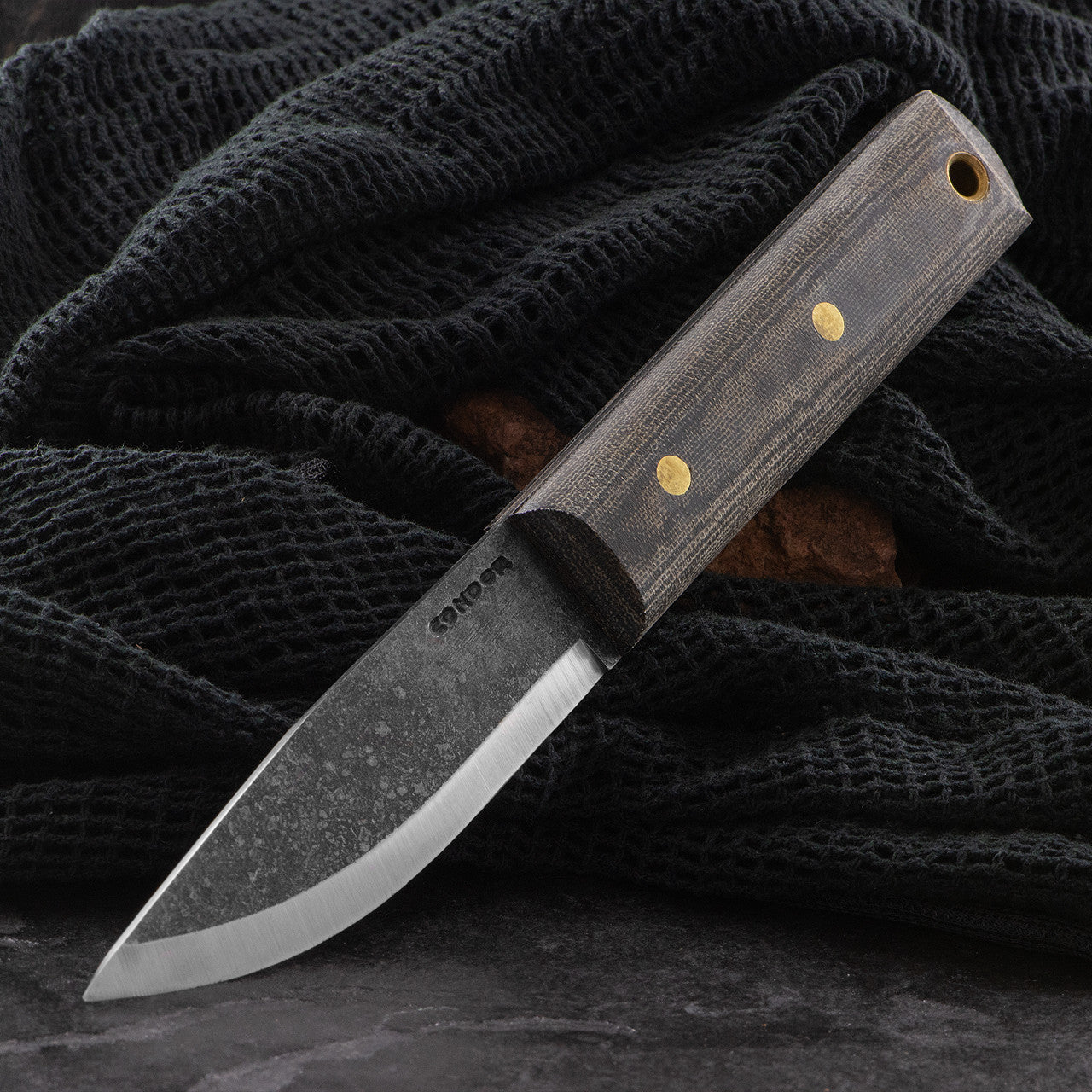 Condor Woodlaw Knife CTK248-4HC Brut De Forge 1075, Green Micarta, fixed knife
