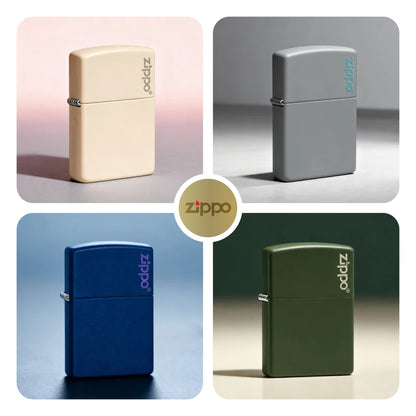 Classic Flat Sand Zippo Logo Lighter - Made in USA - Shop now at Mjoutdoorsgear UK